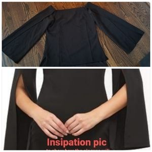 Off Shoulder Black Slit Bell Sleeve Fitted Top